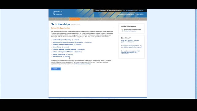 How to Complete the UC Application - Scholarships