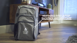Heathered Rfid Backpack And Brief Case