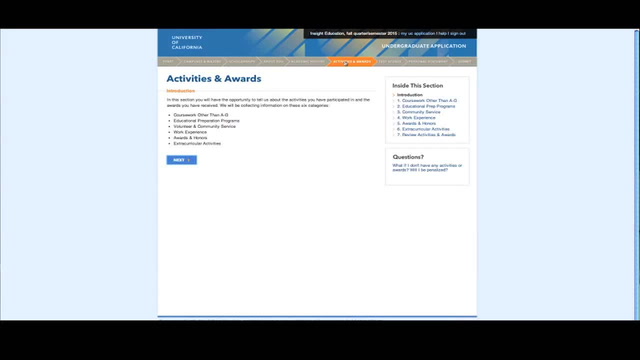 How to Complete the UC Application - Activities and awards
