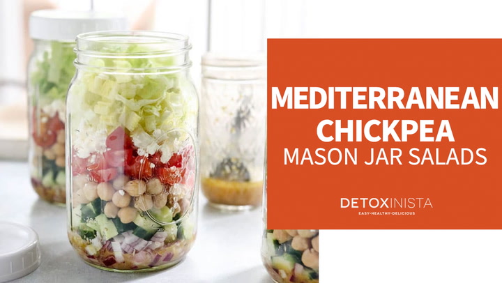 Mediterranean Chickpea Orzo Salad Jars - Nourish & Tempt