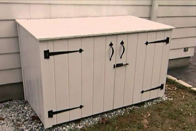 Garbage Enclosure Ron Hazelton, Outdoor Garbage Can Cabinet Plans