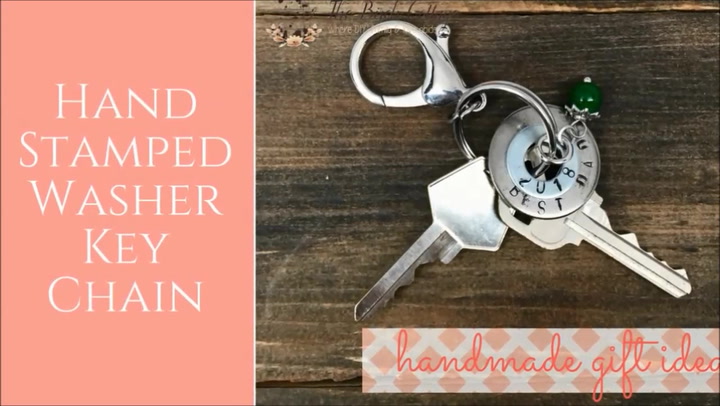 Hand Stamped Washer Key Chain