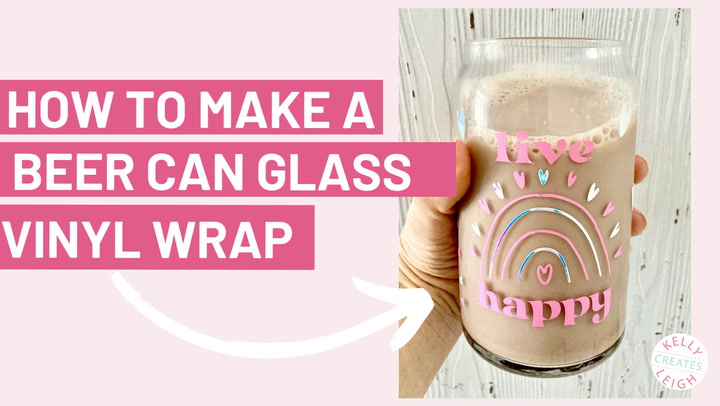 😍 HOW TO CUSTOMIZE A BEER CAN GLASS  BEER CAN GLASS WRAP WITH VINYL &  CRICUT 