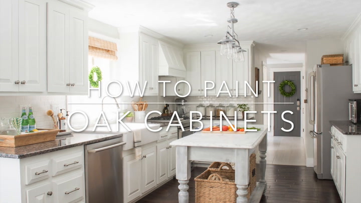 How To Paint Oak Cabinets And Hide The Grain Step By Tutorial - What Kind Of Paint Do You Use On Oak Cabinets