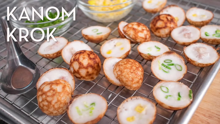 Thai Coconut Pancakes Kanom Krok À¸à¸à¸¡à¸à¸£à¸ Recipe Video