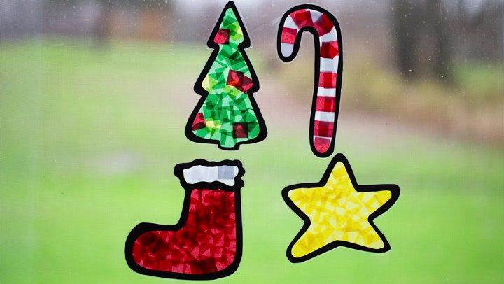Exquiss Tissue Paper Christmas Suncatcher Craft Christmas Snowman Suncatchers Christmas Star Suncatchers for Kids Craft DIY Crafts 