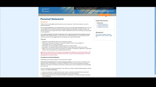 How to Complete the UC Application - Personal statements