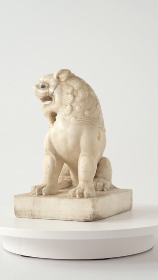 Thumbnail of A WHITE MARBLE FIGURE OF SEATED LION Tang Dynasty, 7th-8th Century video 1