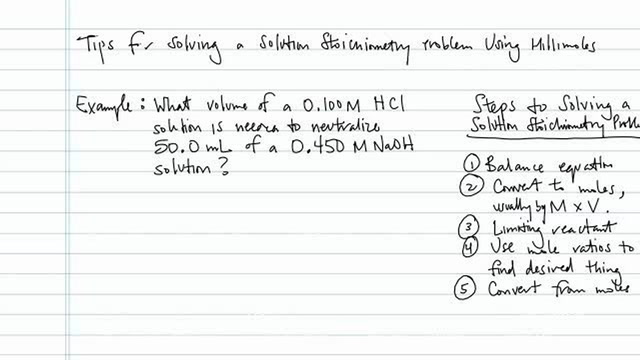 Solving Stoichiometry Problems Using Millimoles