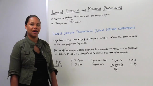 Law of Definite Proportions - Law of Multiple Proportions