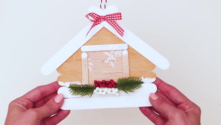 Popsicle Stick Log Cabin Ornament - Crafty Morning