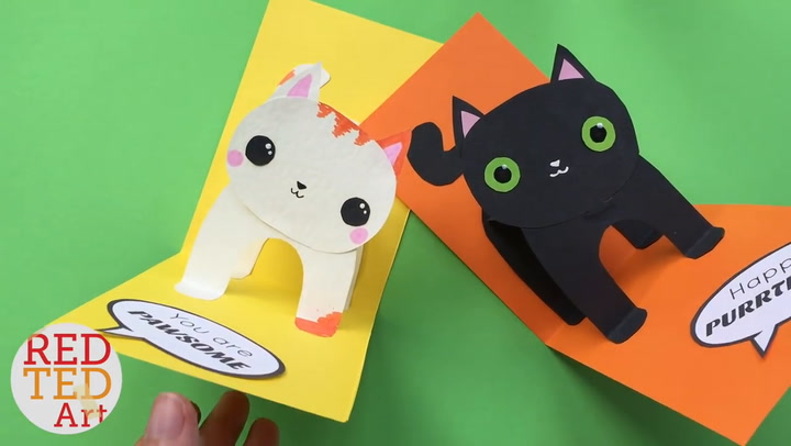 Thanksgiving Birthday Box Animal 3D Cat Greeting Card 
