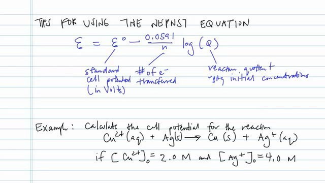 Tips for Using the Nernst Equation