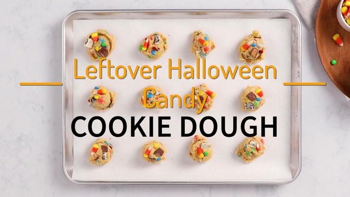 Leftover Halloween Candy Cookie Dough - The BakerMama