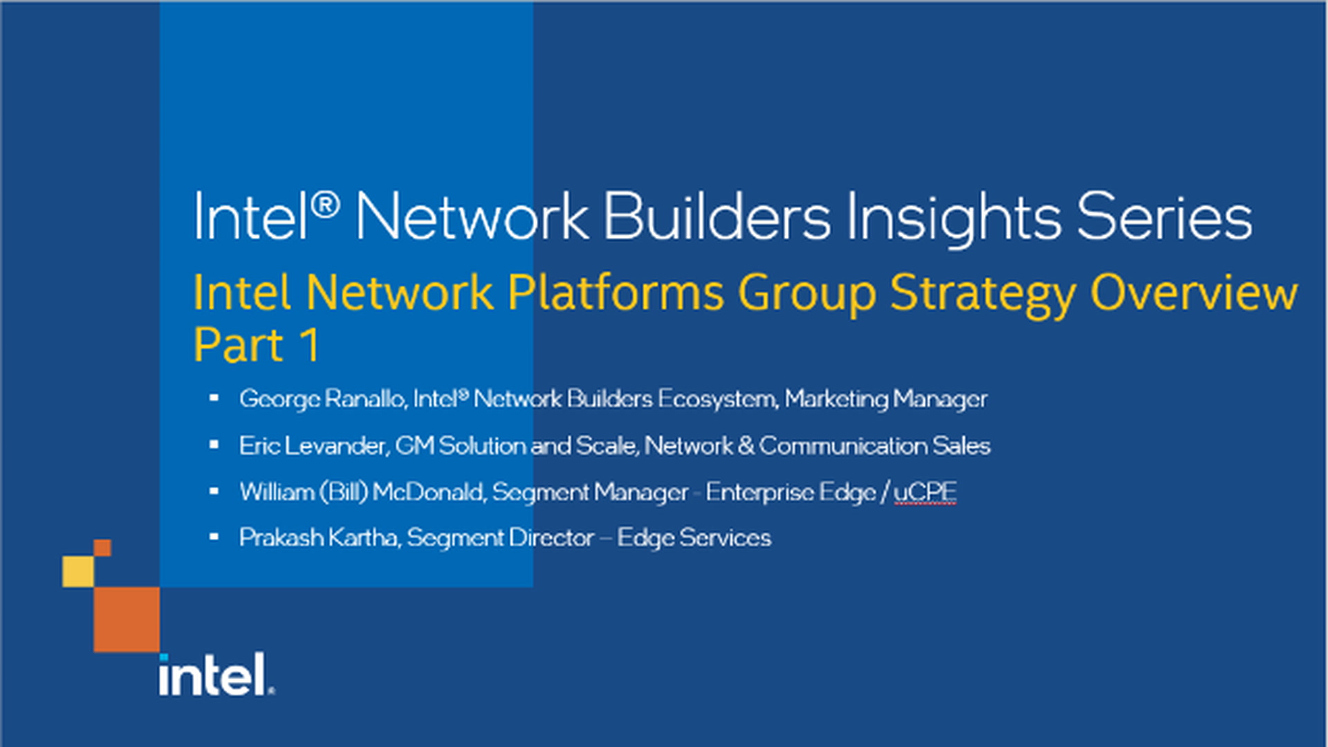 Intel Network Platforms Group Strategy Overview Part 1
