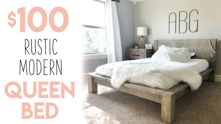 Diy Rustic Modern Queen Bed Shanty 2 Chic, Queen Bed Frame With Storage Under 100