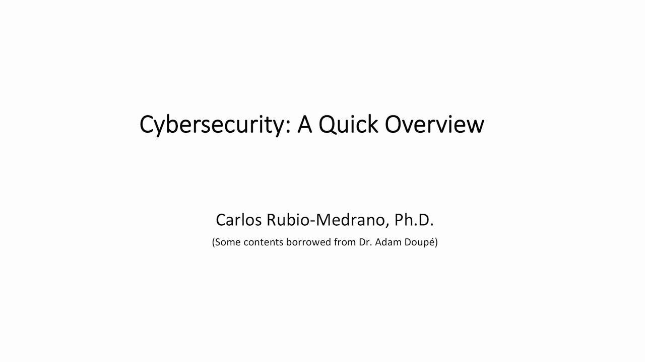Cybersecurity Overview – Part 1: Basic Concepts