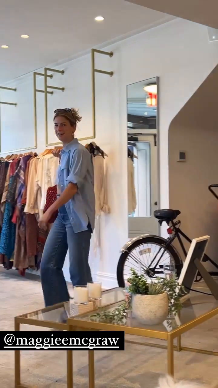 Maggie McGraw shows off her dance moves twirling around inside a boutique