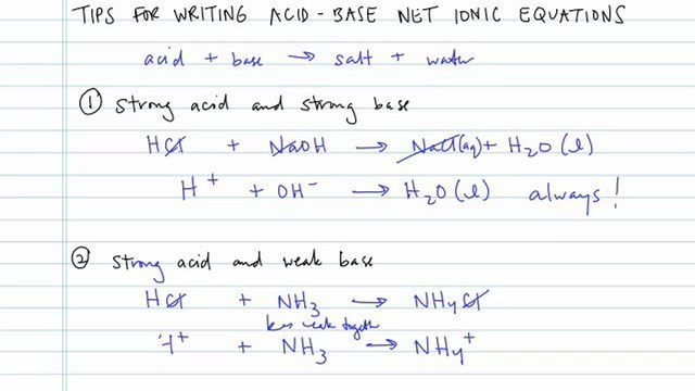 Tips for Acid-Base Net Ionic Equations