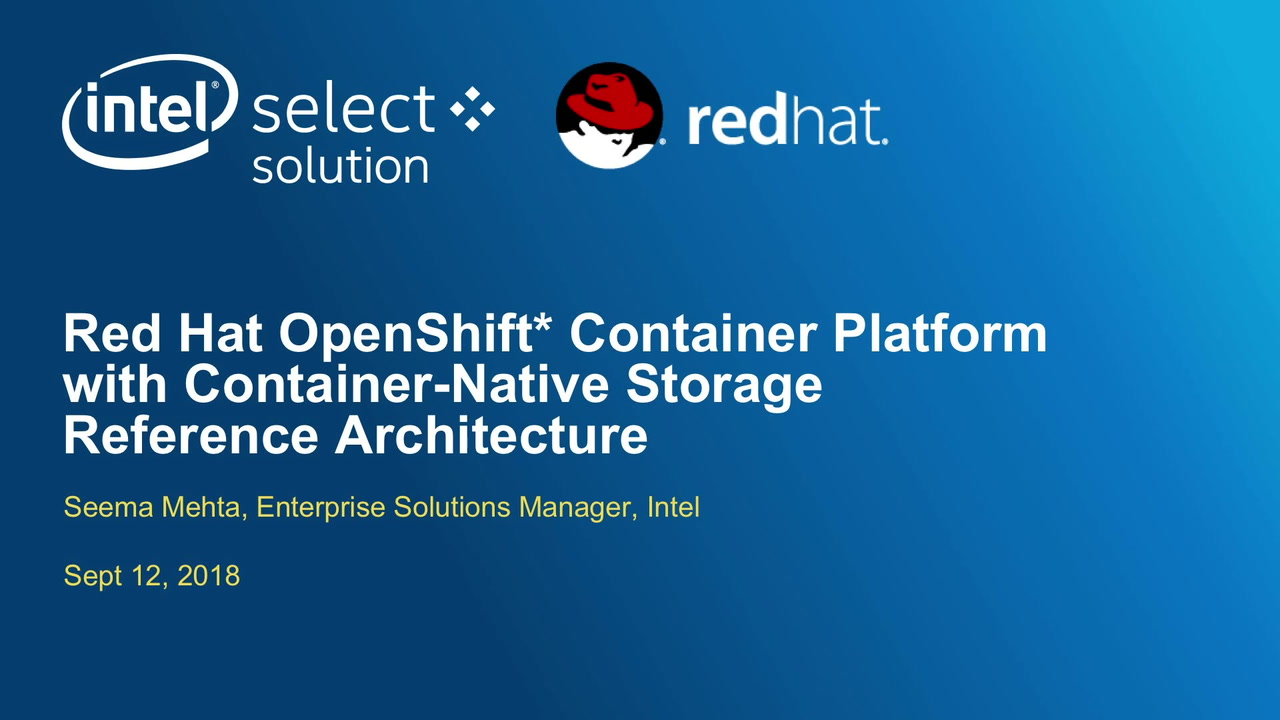 Chapter 1: Red Hat OpenShift* Container Platform with Container-Native Storage Reference Architecture