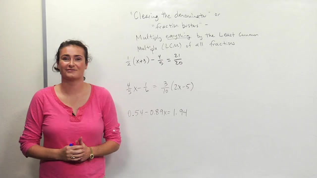 Solving Equations with fractions and decimals by "Clearing"