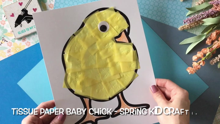 Spring Kids Craft  Tissue Paper Baby Chicks