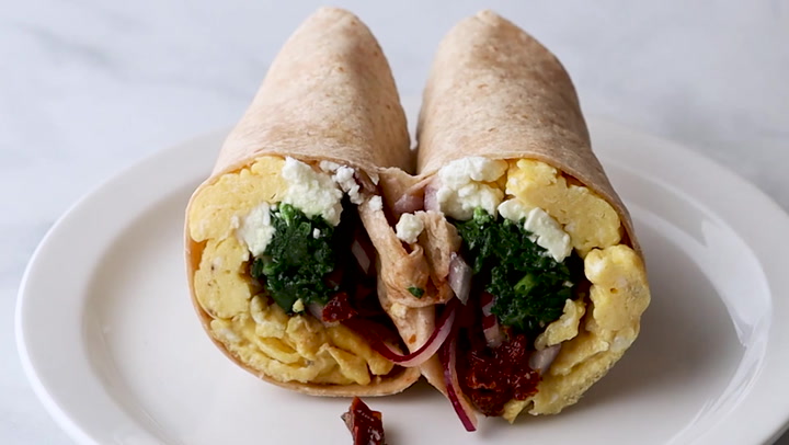 Mediterranean Egg Wrap {Breakfast Sandwich} - FeelGoodFoodie